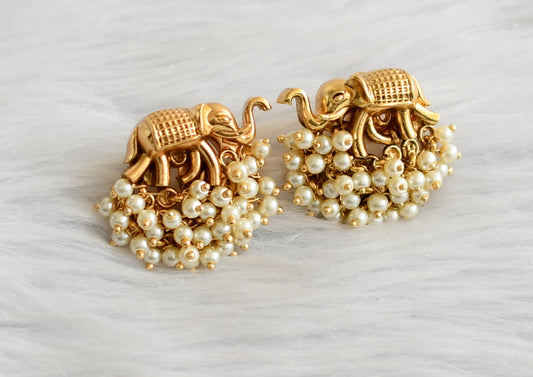 Matte finish pearl cluster elephant earrings dj-45078